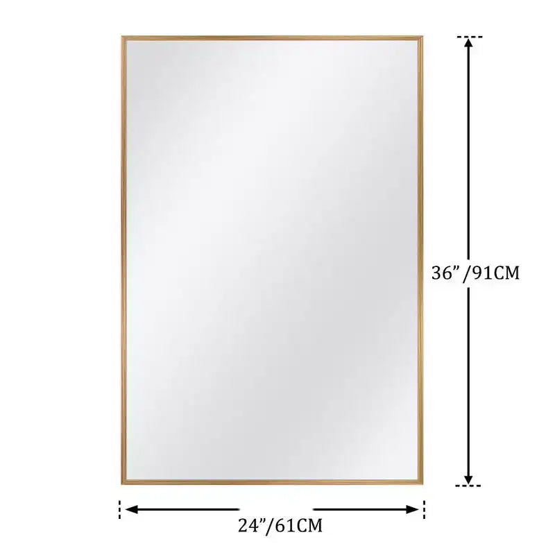 PexFix 36 x 24 Aluminum Alloy Frame Mirror for Bathroom Wall Rectangle Bathroom Vanity Mirror for Over Sink Bedroom Entryway Living Room in Gold