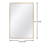 PexFix 36 x 24 Aluminum Alloy Frame Mirror for Bathroom Wall Rectangle Bathroom Vanity Mirror for Over Sink Bedroom Entryway Living Room in Gold