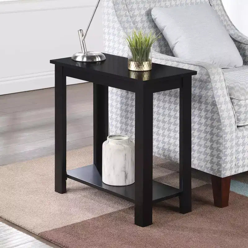 HomeStock Belmont End Table with C Shaped Frame and Side Magazine Rack Perfect for Snacks, Drinks, Remotes and Reading Materials