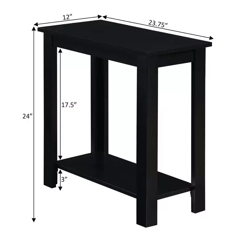 HomeStock Belmont End Table with C Shaped Frame and Side Magazine Rack Perfect for Snacks, Drinks, Remotes and Reading Materials