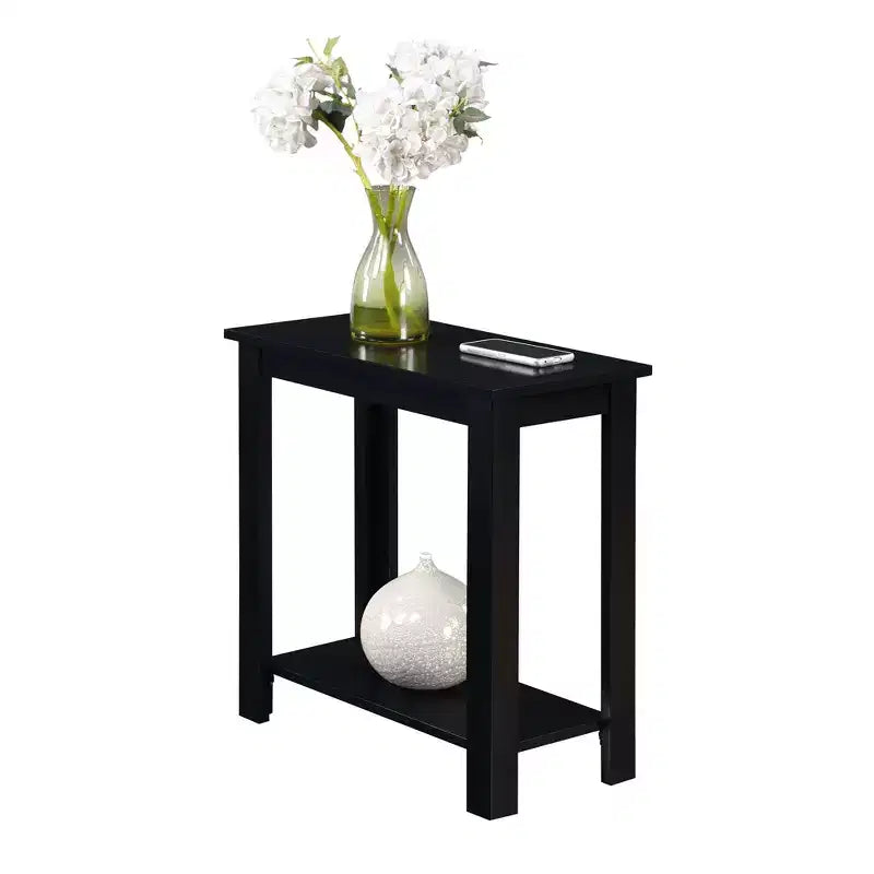 HomeStock Belmont End Table with C Shaped Frame and Side Magazine Rack Perfect for Snacks, Drinks, Remotes and Reading Materials
