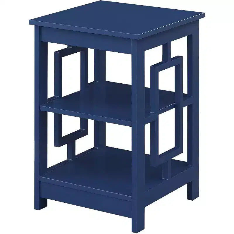 HomeStock Belmont Tavolino da Divano Quadrato con Due Ripiani e Design a Struttura Aperta, Tavolino Laterale d'Appoggio Transizionale per Soggiorno