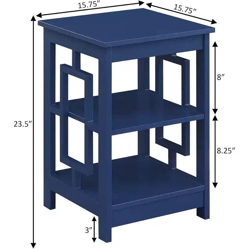 HomeStock Belmont Tavolino da Divano Quadrato con Due Ripiani e Design a Struttura Aperta, Tavolino Laterale d'Appoggio Transizionale per Soggiorno