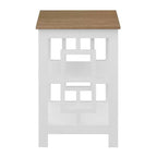 Tavolino quadrato Belmont HomeStock con superficie ampia e due ripiani, design laterale aperto simmetrico, tavolino decorativo in MDF per case moderne