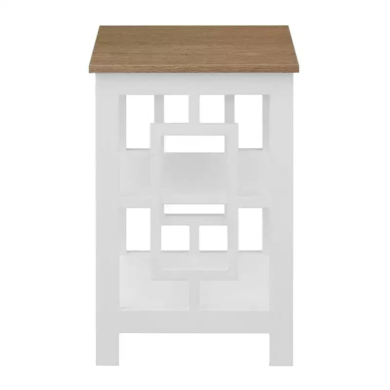 Tavolino quadrato Belmont HomeStock con superficie ampia e due ripiani, design laterale aperto simmetrico, tavolino decorativo in MDF per case moderne