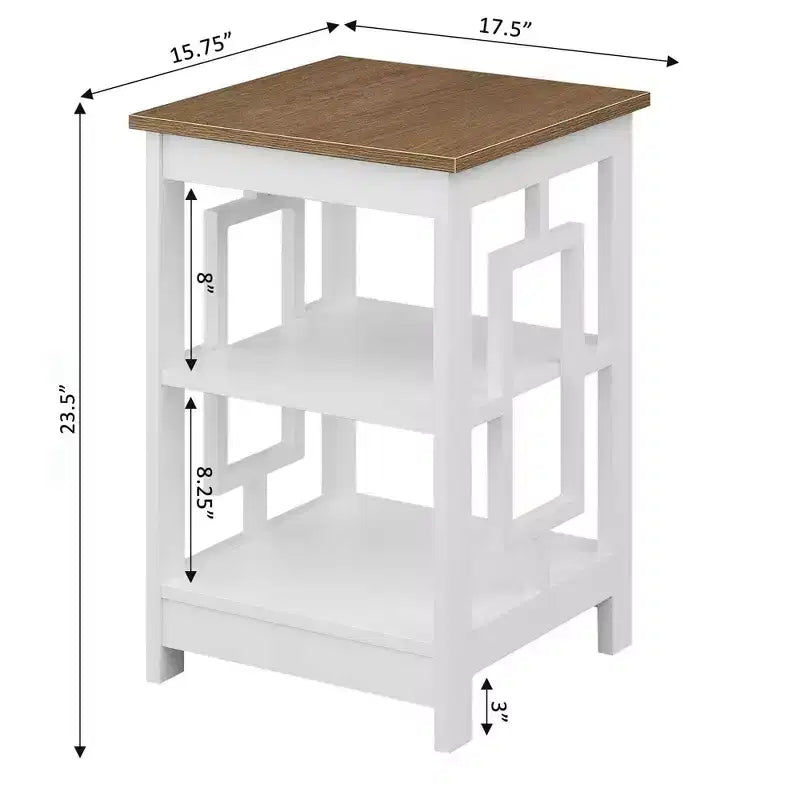 Tavolino quadrato Belmont HomeStock con superficie ampia e due ripiani, design laterale aperto simmetrico, tavolino decorativo in MDF per case moderne