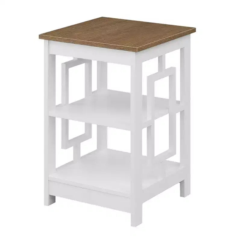 Tavolino quadrato Belmont HomeStock con superficie ampia e due ripiani, design laterale aperto simmetrico, tavolino decorativo in MDF per case moderne