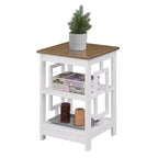 Tavolino quadrato Belmont HomeStock con superficie ampia e due ripiani, design laterale aperto simmetrico, tavolino decorativo in MDF per case moderne