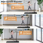 NAYSAYE Folding Portable Treadmill Under Desk Walking Pad Removable Armrests Cushioned Belt Spacious Surface for Home Office