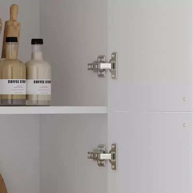 Dispensa da cucina Famapy bianca stile rustico con arco e ante in vetro, armadio contenitore da cucina di grande capacità, mobile da cucina multi-cassetto, vetrina