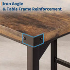 Acekool 5-Piece Counter Height Dining Table Set with Footrest & Corner Guard, 4 Upholstered Stools with Backrest, Space-Saving, Rustic Brown
