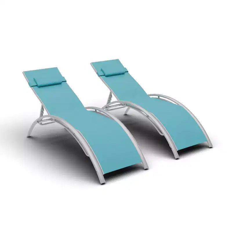 GustoWave 2PC Outdoor Aluminum Chaise Lounges Adjustable Backrest - Lightweights Recliners for Poolside, Beach & Patio - Weather-Resistant