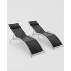 GustoWave 2PC Outdoor Aluminum Chaise Lounges Adjustable Backrest - Lightweights Recliners for Poolside, Beach & Patio - Weather-Resistant