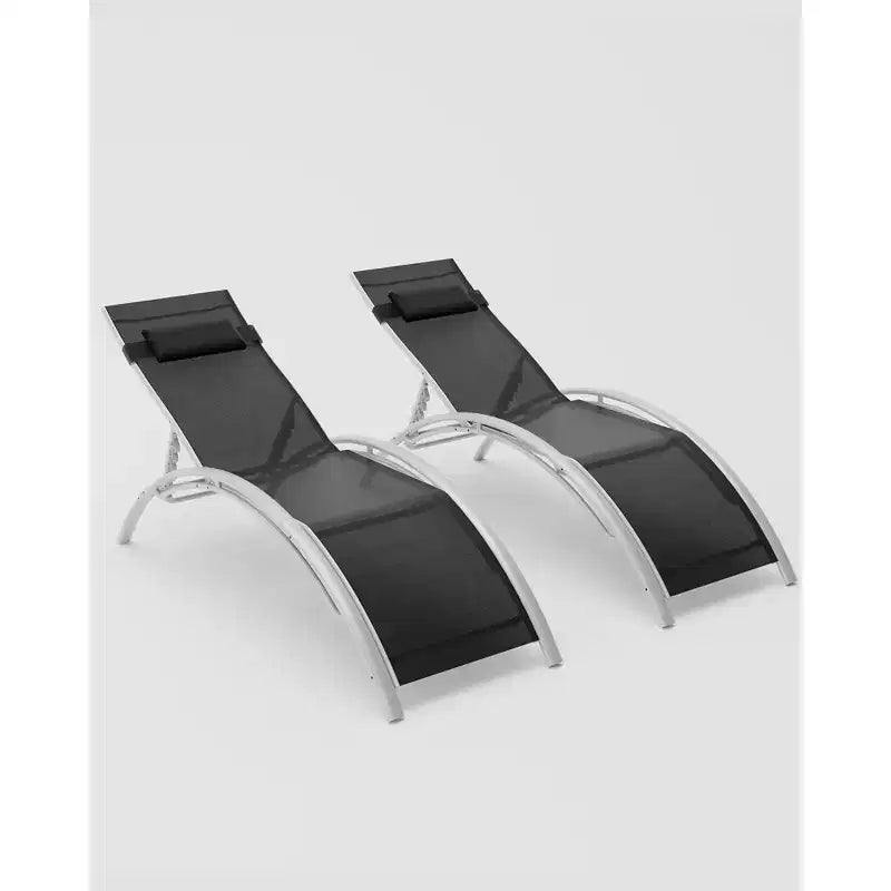 GustoWave 2PC Outdoor Aluminum Chaise Lounges Adjustable Backrest - Lightweights Recliners for Poolside, Beach & Patio - Weather-Resistant
