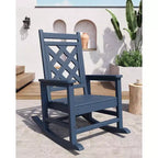 GustoWave Outdoor Rocking Chair Set of 2, HDPE Weather Resistant Patio Rocking Chair Porch Rocker with Wood Texture for Pool