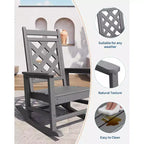 GustoWave Outdoor Rocking Chair Set of 2, HDPE Weather Resistant Patio Rocking Chair Porch Rocker with Wood Texture for Pool