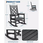 GustoWave Outdoor Rocking Chair Set of 2, HDPE Weather Resistant Patio Rocking Chair Porch Rocker with Wood Texture for Pool