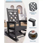 GustoWave Outdoor Rocking Chair Set of 2, HDPE Weather Resistant Patio Rocking Chair Porch Rocker with Wood Texture for Pool