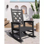 GustoWave Outdoor Rocking Chair Set of 2, HDPE Weather Resistant Patio Rocking Chair Porch Rocker with Wood Texture for Pool