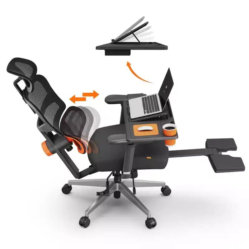 Newtral Ergonomic Office Chair with Footrest - 4D Armrest Recliner Chair - NT002+LAPD-BLACK