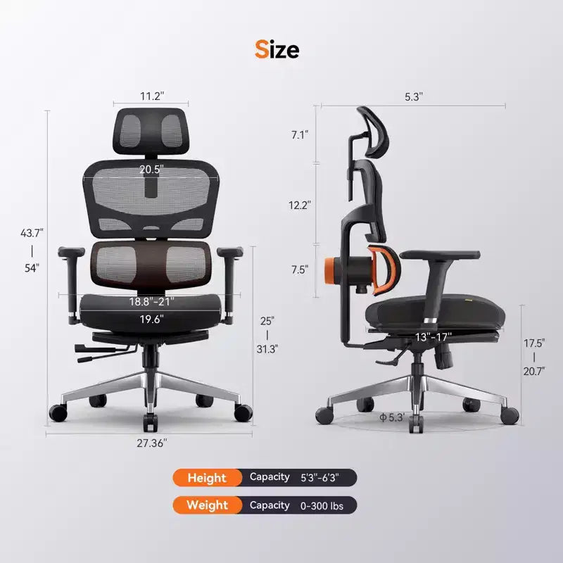 Sedia da ufficio ergonomica Newtral con poggiapiedi - Sedia reclinabile con braccioli 4D - NT002+LAPD-BLACK