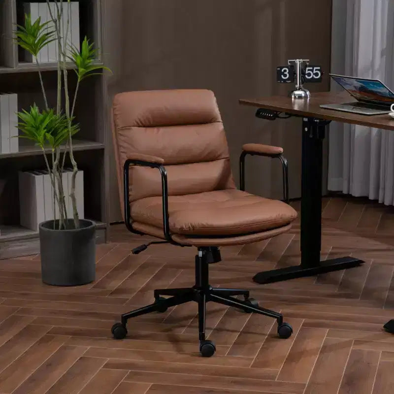 Sedia da scrivania Okak Mid Back, sedia da ufficio con braccioli imbottiti e ruote, sedia da computer per ufficio, sala giochi, studio