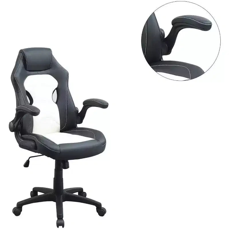 Okak Height-Adjustable Office Chair, Upholstered Desk Chair with Wheels, Comfy Gaming Chair for Office, Study, Play Room