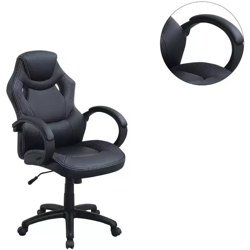 Okak Height-Adjustable Office Chair, Upholstered Desk Chair with Wheels, Comfy Gaming Chair for Office, Study, Play Room