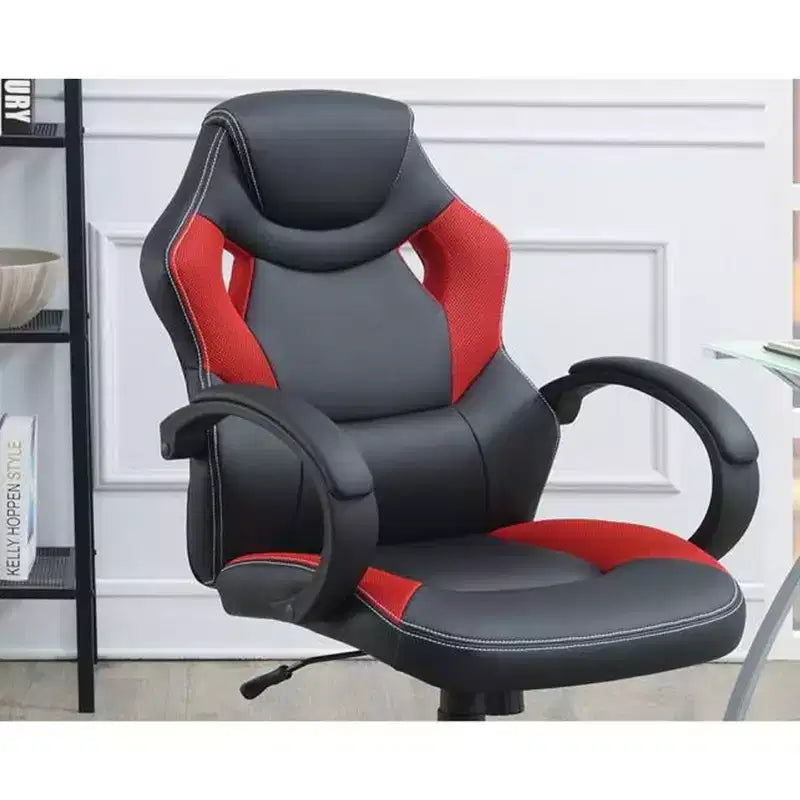 Okak Height-Adjustable Office Chair, Upholstered Desk Chair with Wheels, Comfy Gaming Chair for Office, Study, Play Room