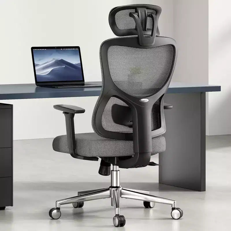 Sedia da ufficio ergonomica Okak, sedia da scrivania in rete con poggiatesta, supporto lombare e braccioli regolabili, sedia da gaming con schienale alto per ufficio e casa