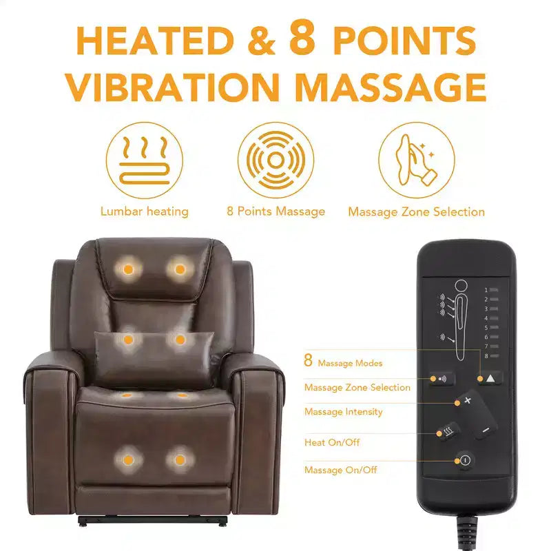 Spruce & Spring Electric Power Lift Recliner with Heat and Massage for Elderly