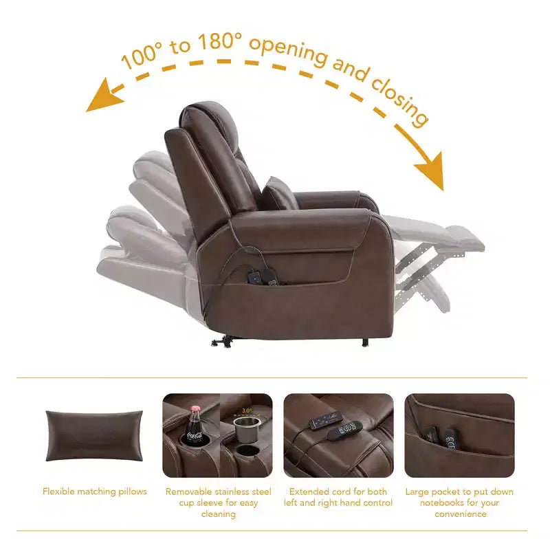 Spruce & Spring Electric Power Lift Recliner with Heat and Massage for Elderly