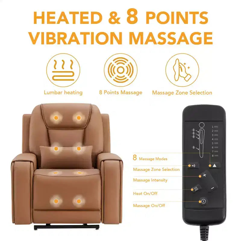 Spruce & Spring Electric Power Lift Recliner with Heat and Massage for Elderly