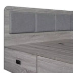 Bellemave Full Size L-Shaped Daybed with Storage, Upholstered Backrest, 3 Drawers & Shelves, Sofa Bed for Living Room or Bedroom, Grey