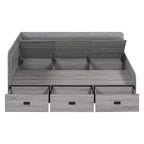 Bellemave Full Size L-Shaped Daybed with Storage, Upholstered Backrest, 3 Drawers & Shelves, Sofa Bed for Living Room or Bedroom, Grey