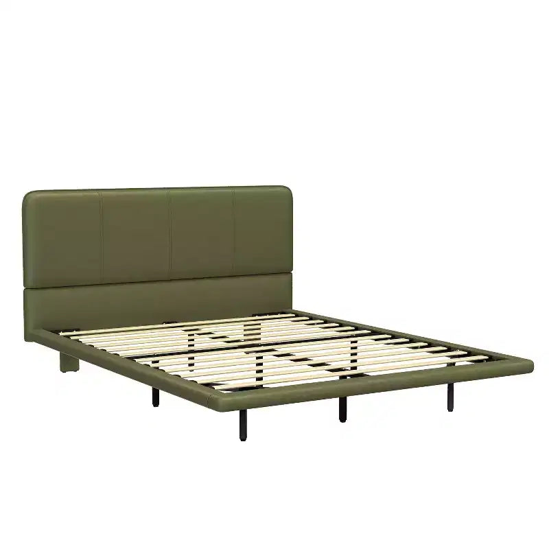 Base letto matrimoniale (Full/Queen Size) in pelle PU con luci LED - ModernLuxe