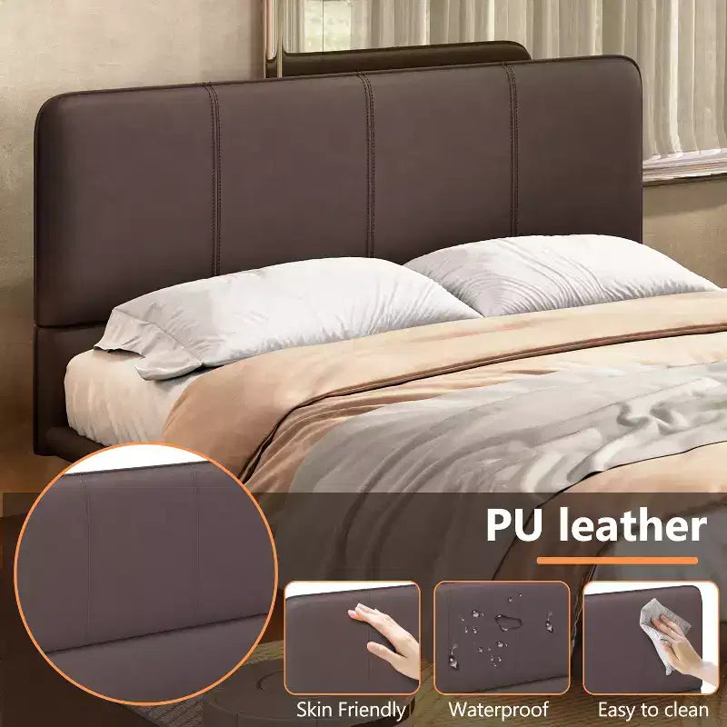 Base letto matrimoniale (Full/Queen Size) in pelle PU con luci LED - ModernLuxe