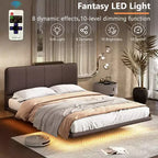 Base letto matrimoniale (Full/Queen Size) in pelle PU con luci LED - ModernLuxe