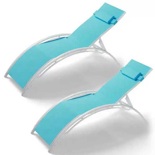 Aluminum Alloy Sun Lounger Set - 2-Piece Adjustable Outdoor Lounge Chairs for Patio, Beach, and Pool - Lightweight, Durable, All-Weather Design