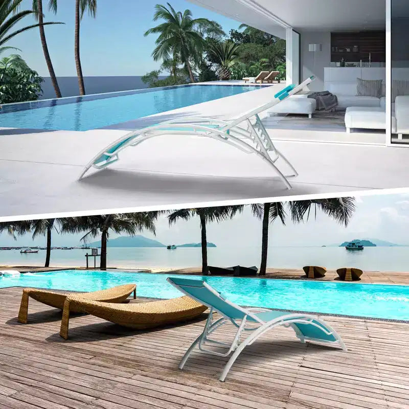 Set di Due Lettini Prendisole in Lega di Alluminio - Sedie Sdraio Regolabili da Esterno per Patio, Spiaggia e Piscina - Leggeri, Resistenti, Design per Ogni Tempo
