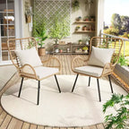 Patio Wicker Chairs Set of 2 - Outdoor/Indoor Boho Rattan Chair with Thick Cushions & Pillows, 330lb Weight Capacity, All Weather Wicker Rattan Chairs