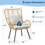 Patio Wicker Chairs Set of 2 - Outdoor/Indoor Boho Rattan Chair with Thick Cushions & Pillows, 330lb Weight Capacity, All Weather Wicker Rattan Chairs