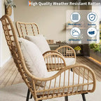 Patio Wicker Chairs Set of 2 - Outdoor/Indoor Boho Rattan Chair with Thick Cushions & Pillows, 330lb Weight Capacity, All Weather Wicker Rattan Chairs
