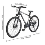 VEVOR Mountain Bike, 29-inch MTB Bicycle with Front Suspension, 21-Speed SHIMANO Twist Shifter, Dual Disc Brakes, Aluminum Alloy Frame,Black