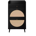 Okak Rattan Shoe Cabinet, Shoe Organizer 3 Panel Flip Drawers, Freestanding Shoe Rack for Entryway, Living Room, Hallway