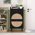 Okak Rattan Shoe Cabinet, Shoe Organizer 3 Panel Flip Drawers, Freestanding Shoe Rack for Entryway, Living Room, Hallway