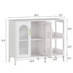 COZONY Madia Credenza da 100 cm con Ante in Vetro, Mobile Contenitore a 2 Ripiani Aperti per Sala da Pranzo, Cucina, Soggiorno