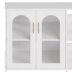 COZONY Madia Credenza da 100 cm con Ante in Vetro, Mobile Contenitore a 2 Ripiani Aperti per Sala da Pranzo, Cucina, Soggiorno