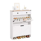 COZONY Modern Slim Shoe Cabinet with 2 Flip Drawers & 2 Standard Drawers, Freestanding Shoe Organizer with Anti-Tip Safety for Entryway, Front Door
