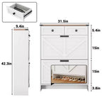 COZONY Modern Slim Shoe Cabinet with 2 Flip Drawers & 2 Standard Drawers, Freestanding Shoe Organizer with Anti-Tip Safety for Entryway, Front Door